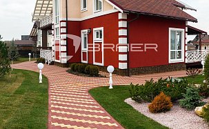 Тротуарная плитка Прямоугольник, Красный, h=40 мм - Фото 