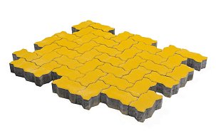 Тротуарная плитка Волна, Желтый, h=80 мм - Фото 